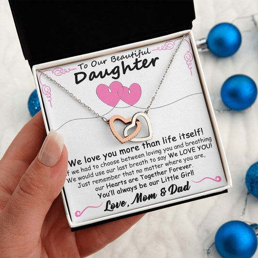 Gift for Daughter from Mom and Dad - Hearts Together Forever